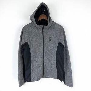 Spyder Men’s Full Zip Hooded Jacket Gray Black Heather Performance Size Medium